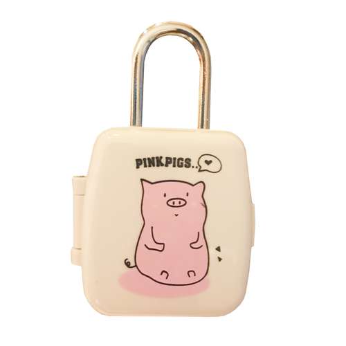 قفل آویز طرح چمدان مدل رمز دار PINK PIG