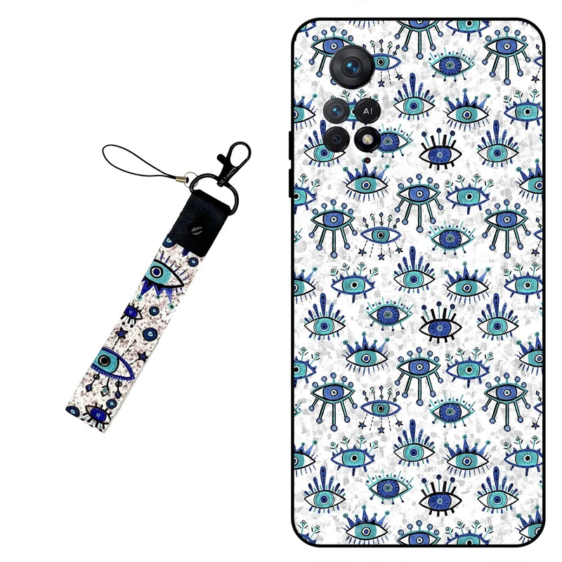 کاور مگافون طرح چشم نظر مدل 6464 مناسب برای گوشی موبایل شیائومی Redmi Note 11 Pro 4G / 5G به همراه بند مچی 