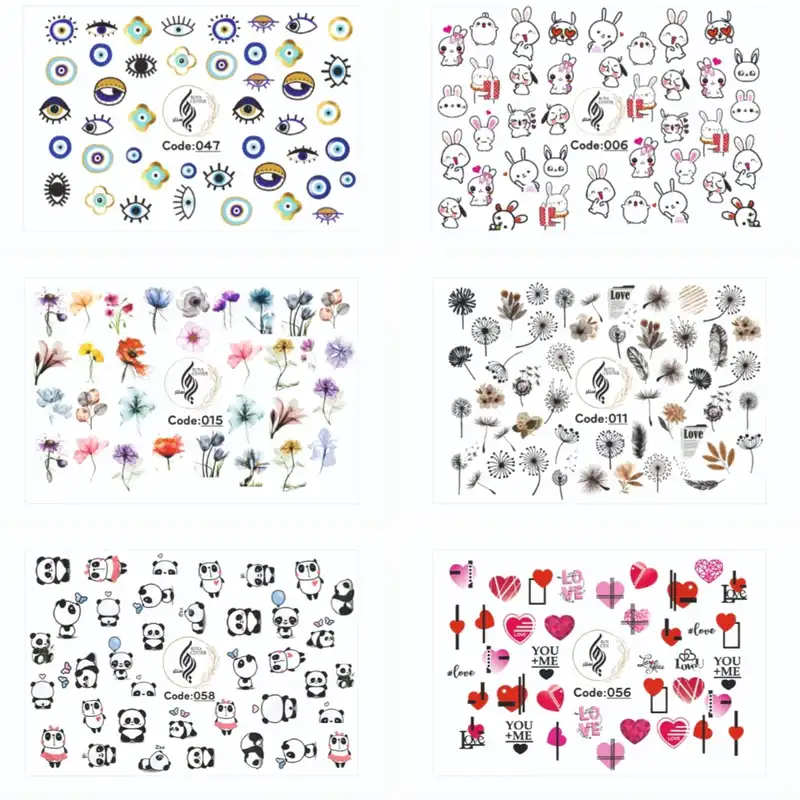 برچسب لنز ناخن رویاسنتر مدل AR 07 مجموعه 6 عددی