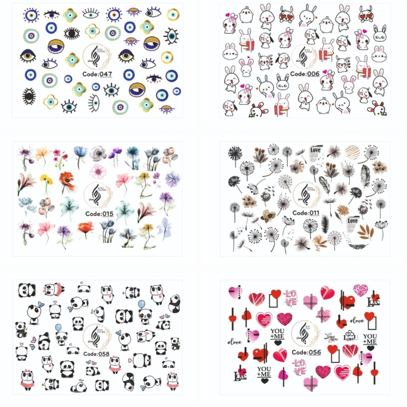 برچسب لنز ناخن رویاسنتر مدل AR 07 مجموعه 6 عددی