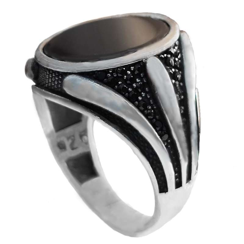 انگشتر نقره مردانه مدل عقیق MS9043