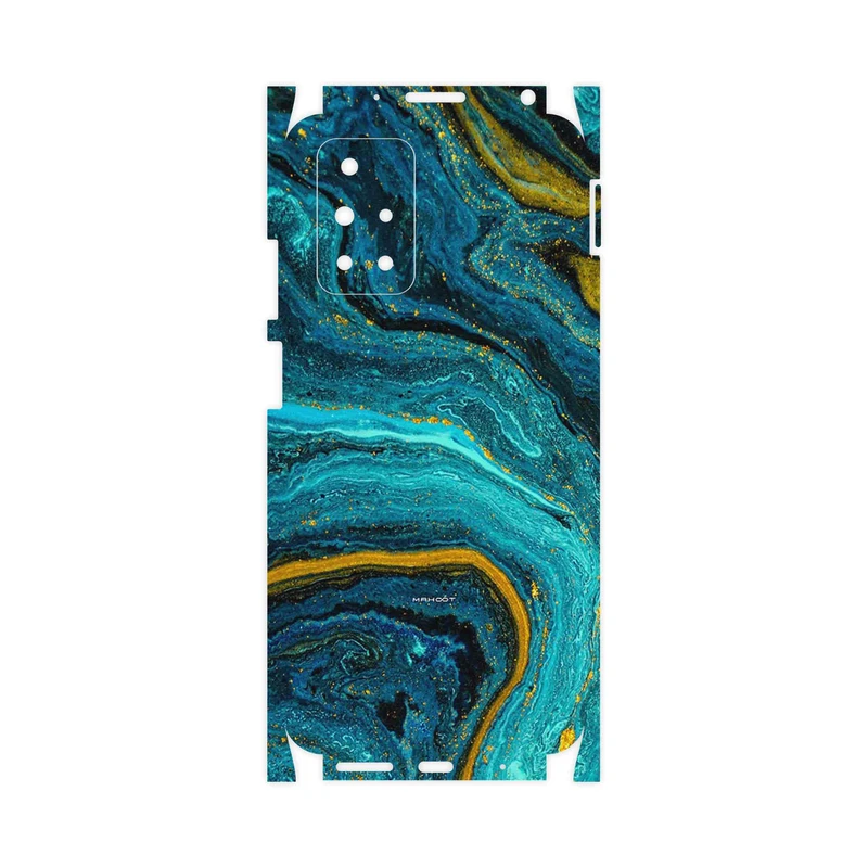 برچسب پوششی ماهوت مدل Turquoise marblewith golden streaks-FullSkin مناسب برای گوشی موبایل شیائومی Redmi 10 Prime