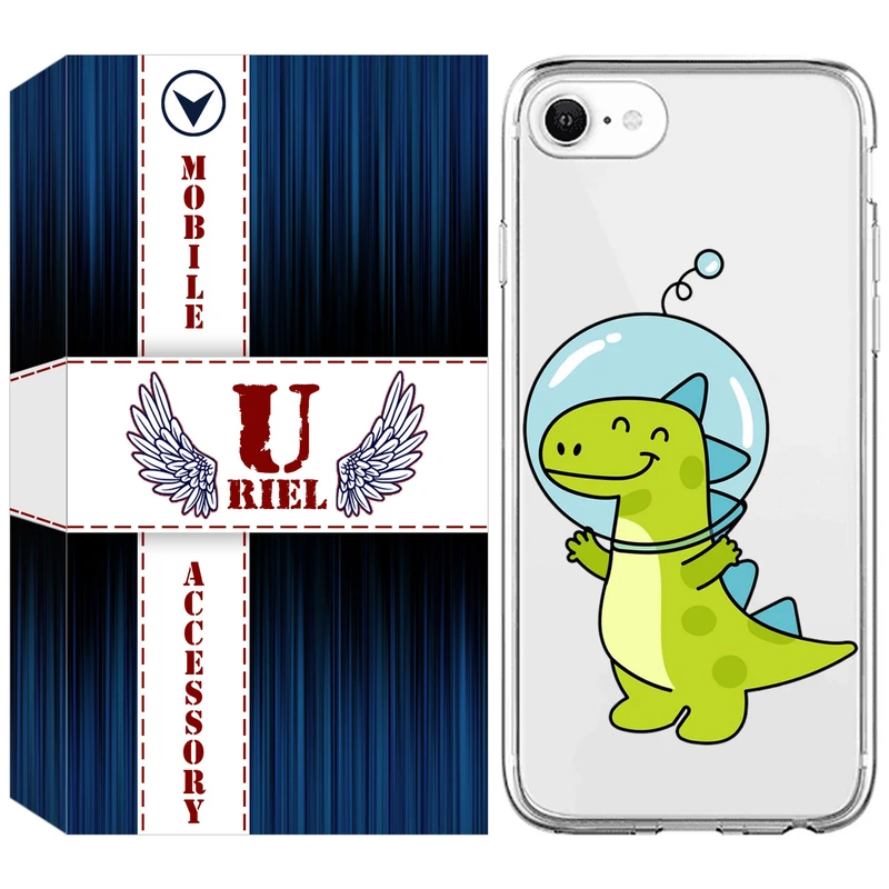 کاور یوریل قاب کد 62 طرح دایناسور فضانورد مناسب برای گوشی موبایل اپل iPhone 7 / 8 / SE 2020 / SE 2022