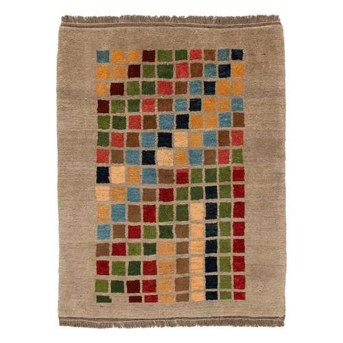 گبه دستباف دو متری شرکت سهامی فرش ایران طرح شطرنجی مدل شیراز کد 418236