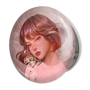 آینه جیبی خندالو طرح دخترانه مدل تاشو کد 25616 