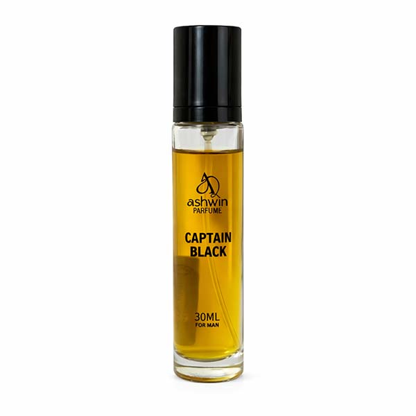 عطر جیبی مردانه اشوین مدل CAPTAIN BLACK با رایحه گرم و شیرین حجم 30 میلی‌لیتر