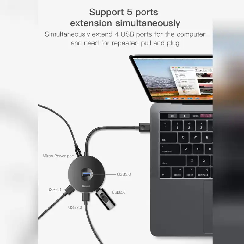 هاب 4 پورت Type-C باسئوس مدل CAHUB-G0