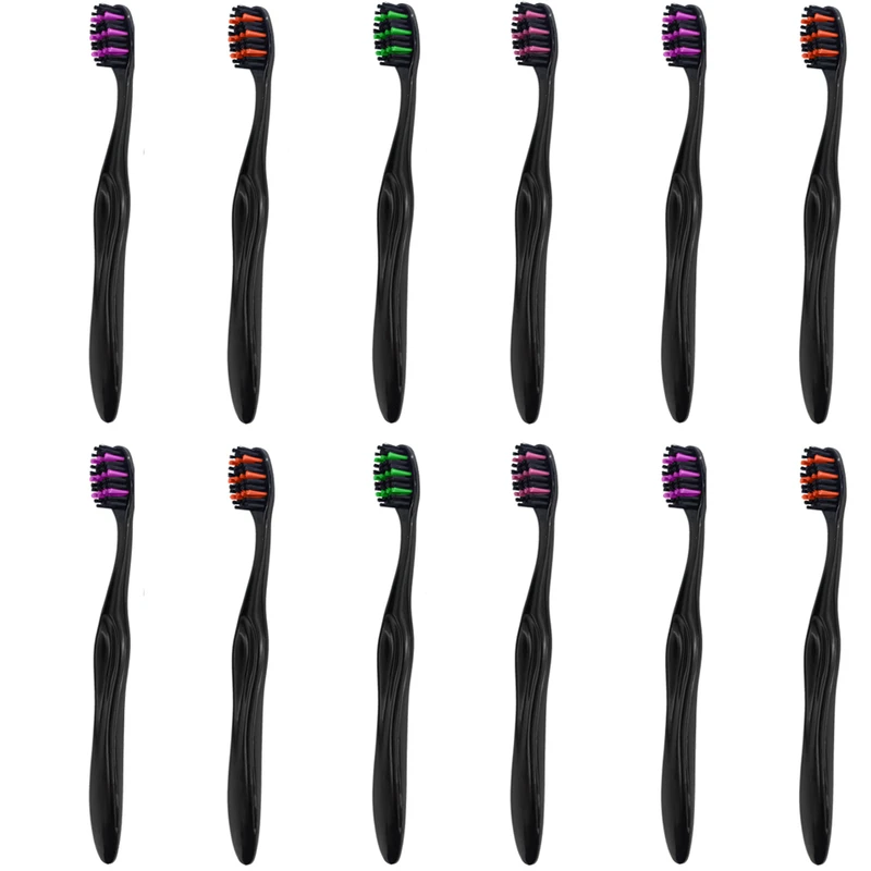 مسواک تورنتو مدل ذغالی با برس متوسط مجموعه 12 عددی