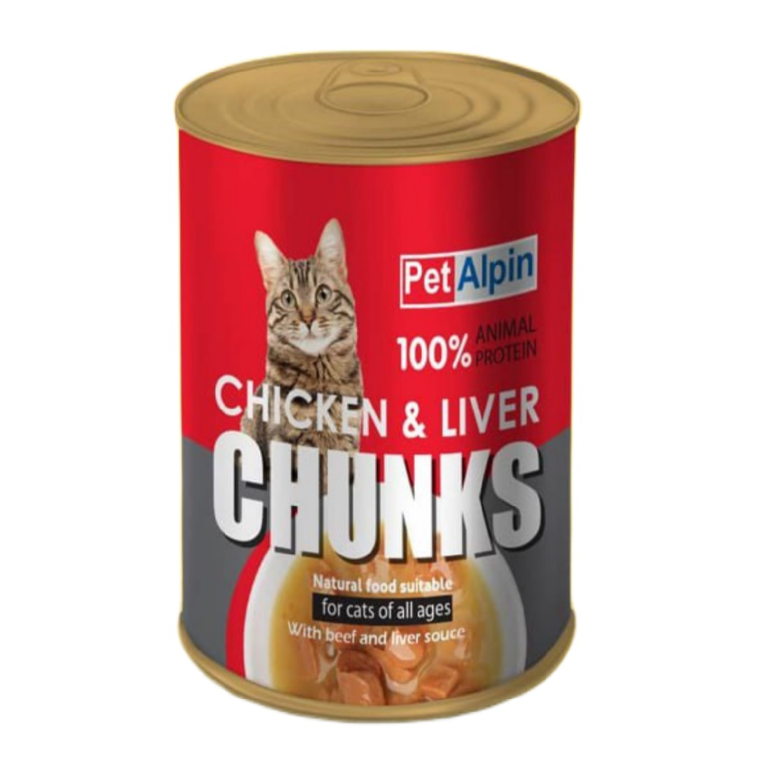 کنسرو گربه پت آلپین مدل چانک مرغ و گوشت وزن 380 گرم