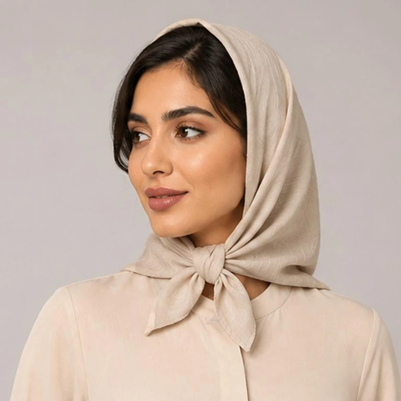 روسری نخ زنانه مدل مینی اسکارف نخ اسلپ ساده قواره 70 با طول و عرض 70x70 سانتی‌متر