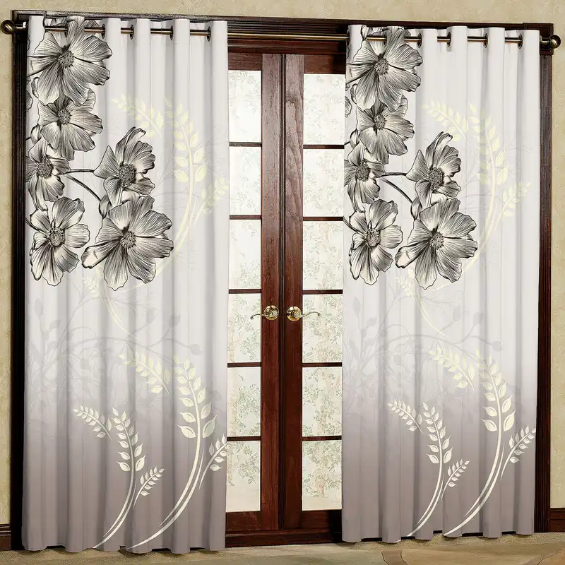 پرده مدل گل دار مخمل پانچی کد 4248 سایز 140x200 سانتی متر