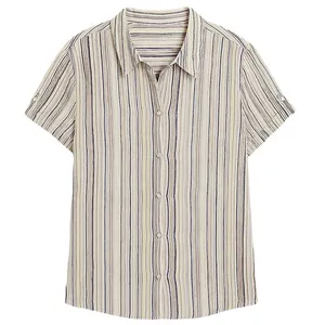 شومیز آستین کوتاه یقه برگردان زنانه مدل G-5905