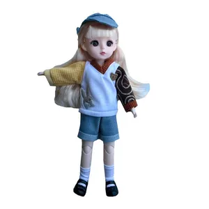 عروسک طرح دختر کاسکت دار مدل تمام مفصلی ارتفاع 30 سانتی‌متر