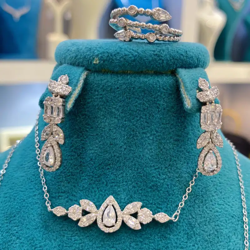 سرویس نقره زنانه مدل دستساز طرح جواهر با روکش رادیوم کد 621