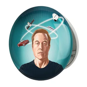 آینه جیبی خندالو طرح ایلان ماسک Elon Musk مدل تاشو کد 10914 