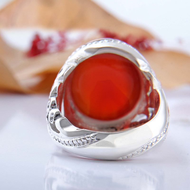 انگشتر نقره مردانه بازرگانی میلادی مدل رکاب دستساز عقیق یمن کد AM_4451