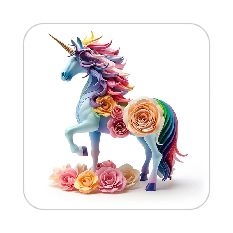 زیر لیوانی کاکتی طرح اسب تک شاخ و یونیکورن مدل mp29101