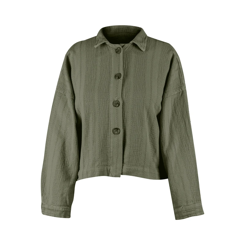 کراپ شومیز آستین بلند یقه برگردان زنانه مدل ماهین کد 10169