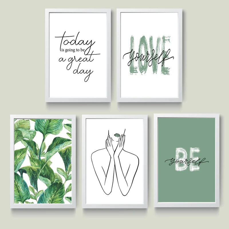 تابلو مدل مینیمال Love yourself کد S0601-w مجموعه 5 عددی