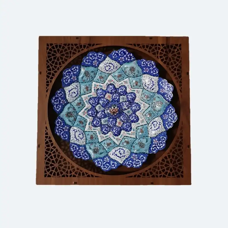 بشقاب میناکاری مسی مدل اسلیمی