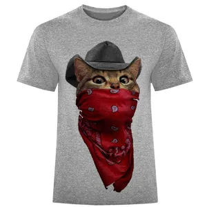 تیشرت آستین کوتاه مردانه طرح گربه نقابدار کد F522