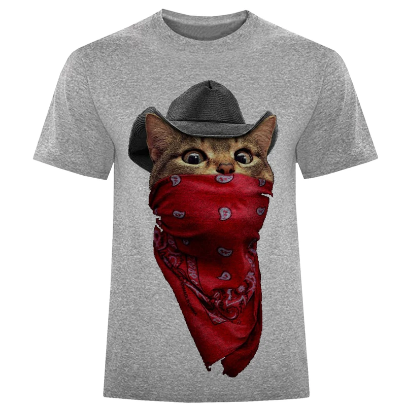 تیشرت آستین کوتاه مردانه طرح گربه نقابدار کد F522