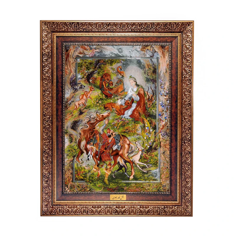 تابلو فرش ماشینی نقش نگار رضوی طرح مینیاتور کد 544KC