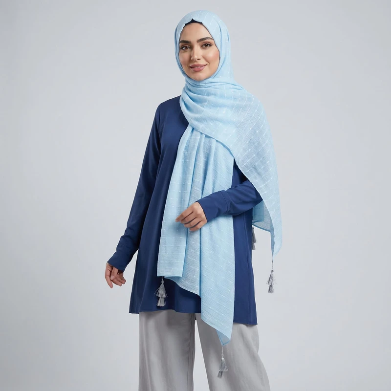 شال زنانه مدل نخی پلیسه کوک دوزی کد ana-9203