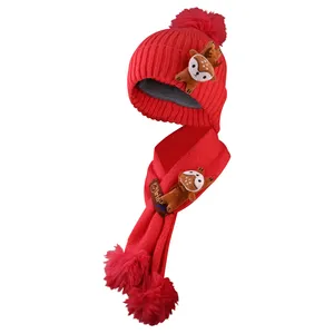 ست کلاه و شال گردن بافتنی بچگانه طرح عروسکی مدل سنجاب