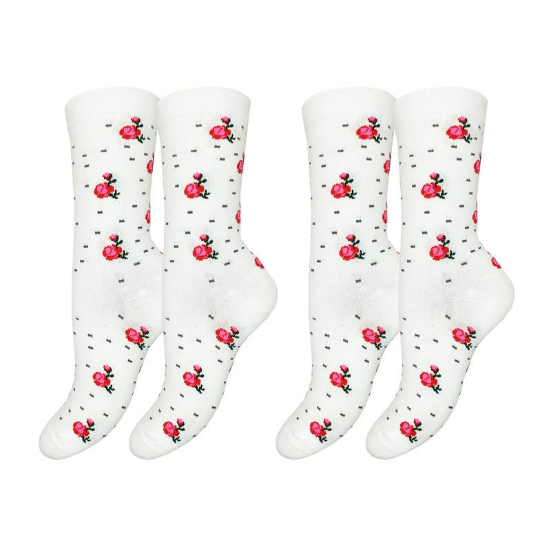 جوراب ساق بلند زنانه پاریز مدل گل رز کد 1953