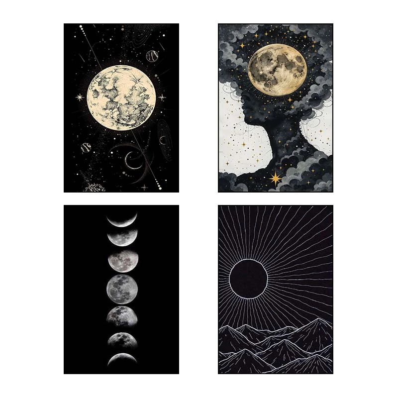 تابلو شاسي کارنيکا طرح ماه کد 84642 مجموعه 4 عددی