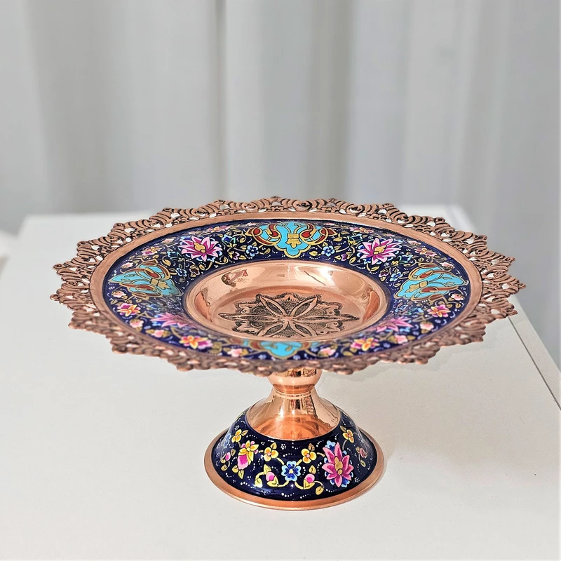 عکس شماره 2 : شیرینی خوری میناکاری مسی مدل پرداز کد gold25