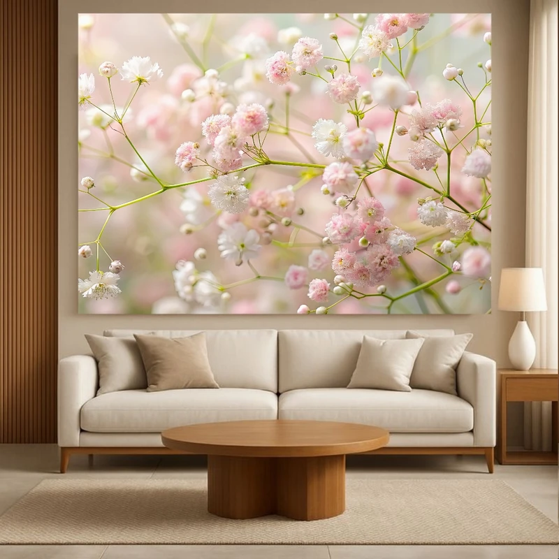 پوستر پارچه ای طرح مخمل  گل مدل شکوفه های بهاری کد PY1177
