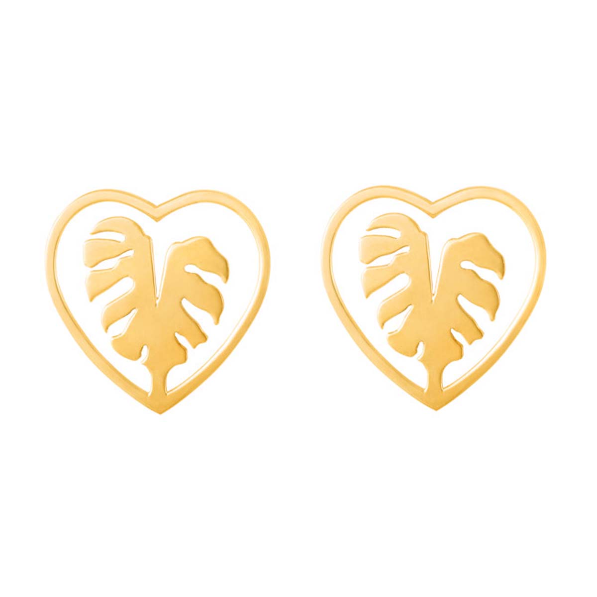 گوشواره طلا 18 عیار زنانه آمانژ طرح قلب و برگ کد 1214D9138