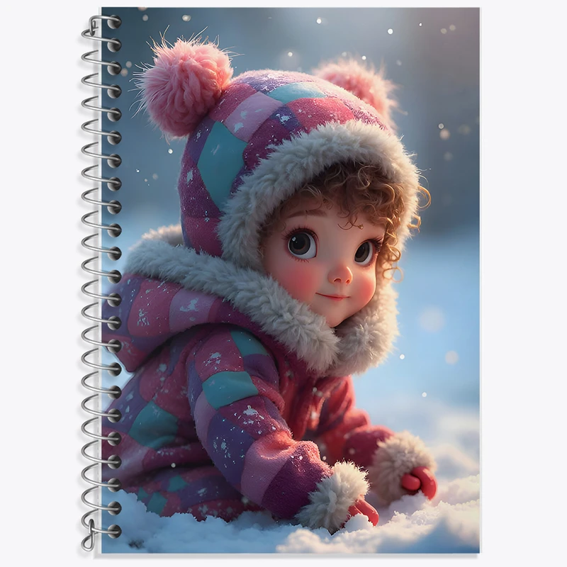 دفتر زبان 50 برگ خندالو مدل دو خط طرح دخترانه کیوت کد F8475