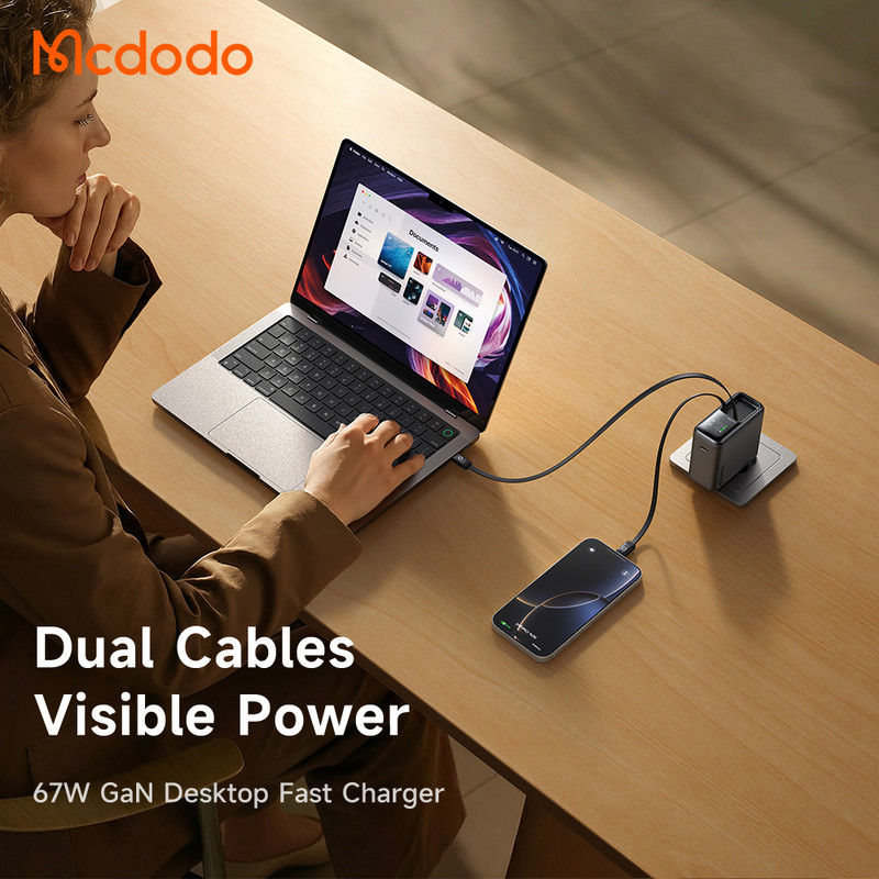 خرید و قیمت شارژر دیواری 67 وات مک دودو مدل CH-864 به همراه کابل USB-C