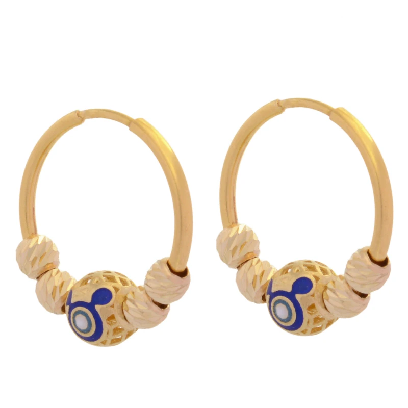 گوشواره حلقه ای طلا 18 عیار زنانه طلای مستجابی مدل چشم کد 02