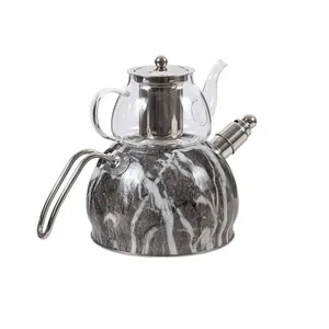 ست کتری و قوری هوم لوکس مدل ماربل تیره