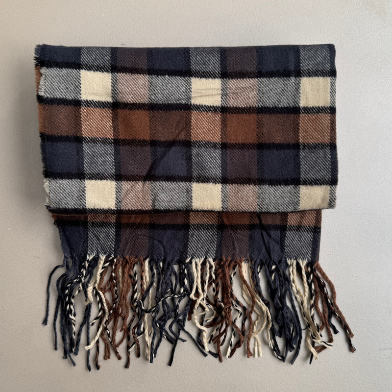 شال زنانه مدل موهر چهارخانه مربعی ریز ریش ریشی