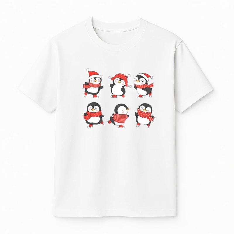 تی‌شرت آستین کوتاه پسرانه مدل پنگوئن کریسمس کد v5 