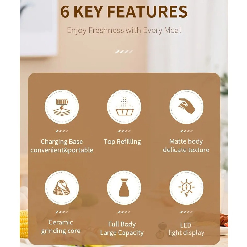 فلفل ساب و نمک ساب مدل Rechargeable set KYMQ-64C مجموعه دو عددی