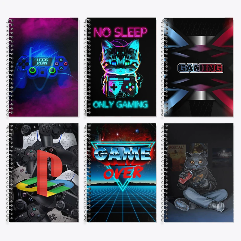 دفتر زبان 50 برگ خندالو مدل دو خط طرح گیم (Game) کد 905 مجموعه 6 عددی