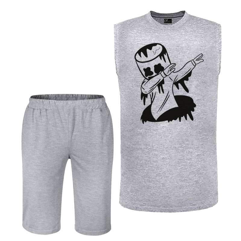 ست تاپ و شلوارک مردانه مدل B35 رنگ طوسی