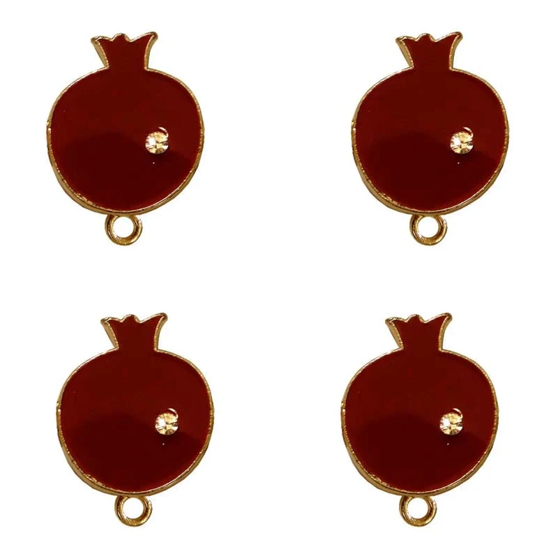 آویز گردنبند دخترانه مدل انار شیرین نگین دار کد 180 بسته 4 عددی