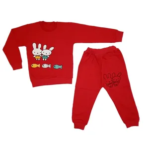ست سویشرت و شلوار دخترانه مدل خرگوش ماهی کد 7284 رنگ قرمز