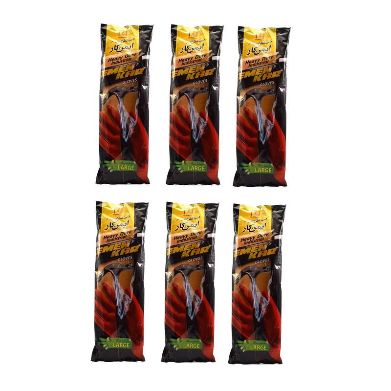 دستکش صنعتی گیلان مدل ایمن کار کد Large بسته 6 عددی دستکش صنعتی گیلان مدل ایمن کار کد Large بسته 6 عددی