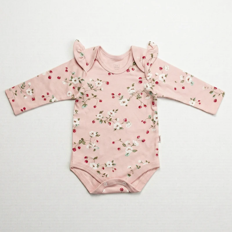  بادی آستین بلند نوزادی آدمک مدل توت فرنگی 