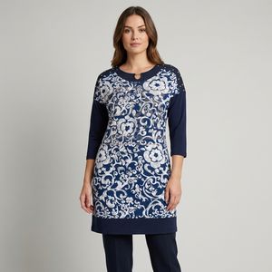 تونیک زنانه آستین بلند گل‌دار یقه گرد مدل مجلسی