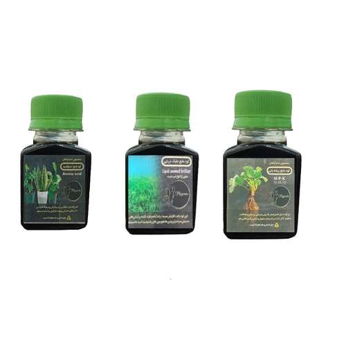 کود مایع جلبک دریایی و امینو اسید و ریشه زایی کد 01 حجم 120 میلی لیتر بسته 3 عددی