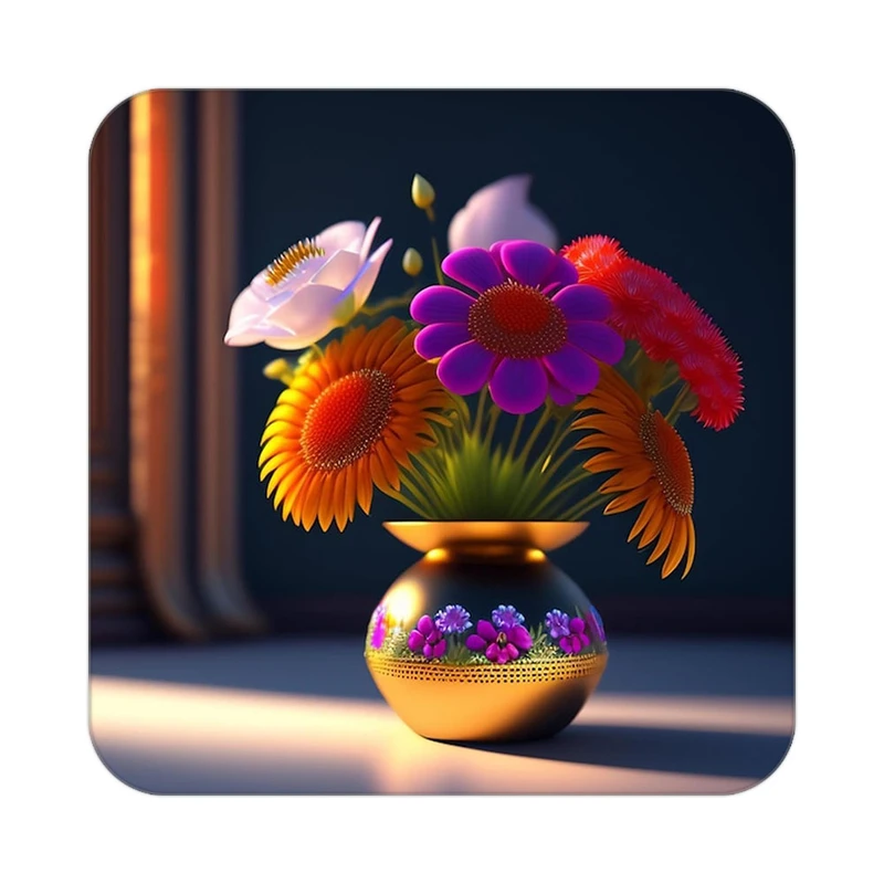 زیر لیوانی کاکتی طرح گل مدل mp19373